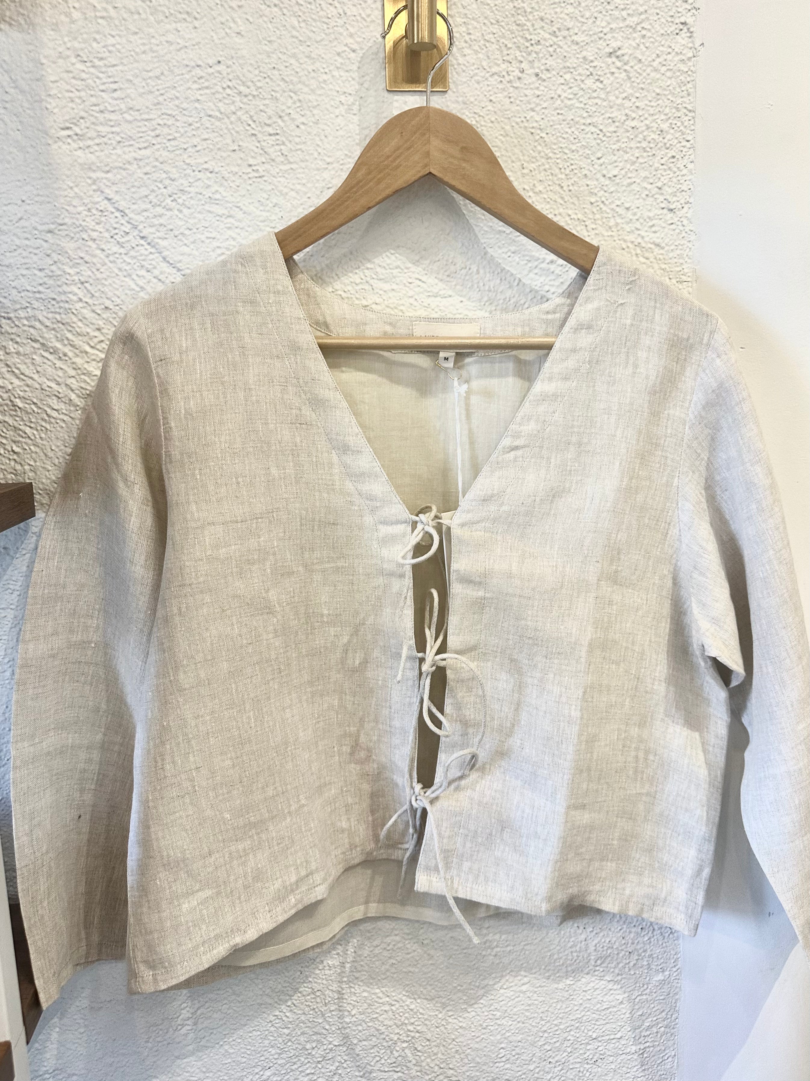 Linen Tie Front Top