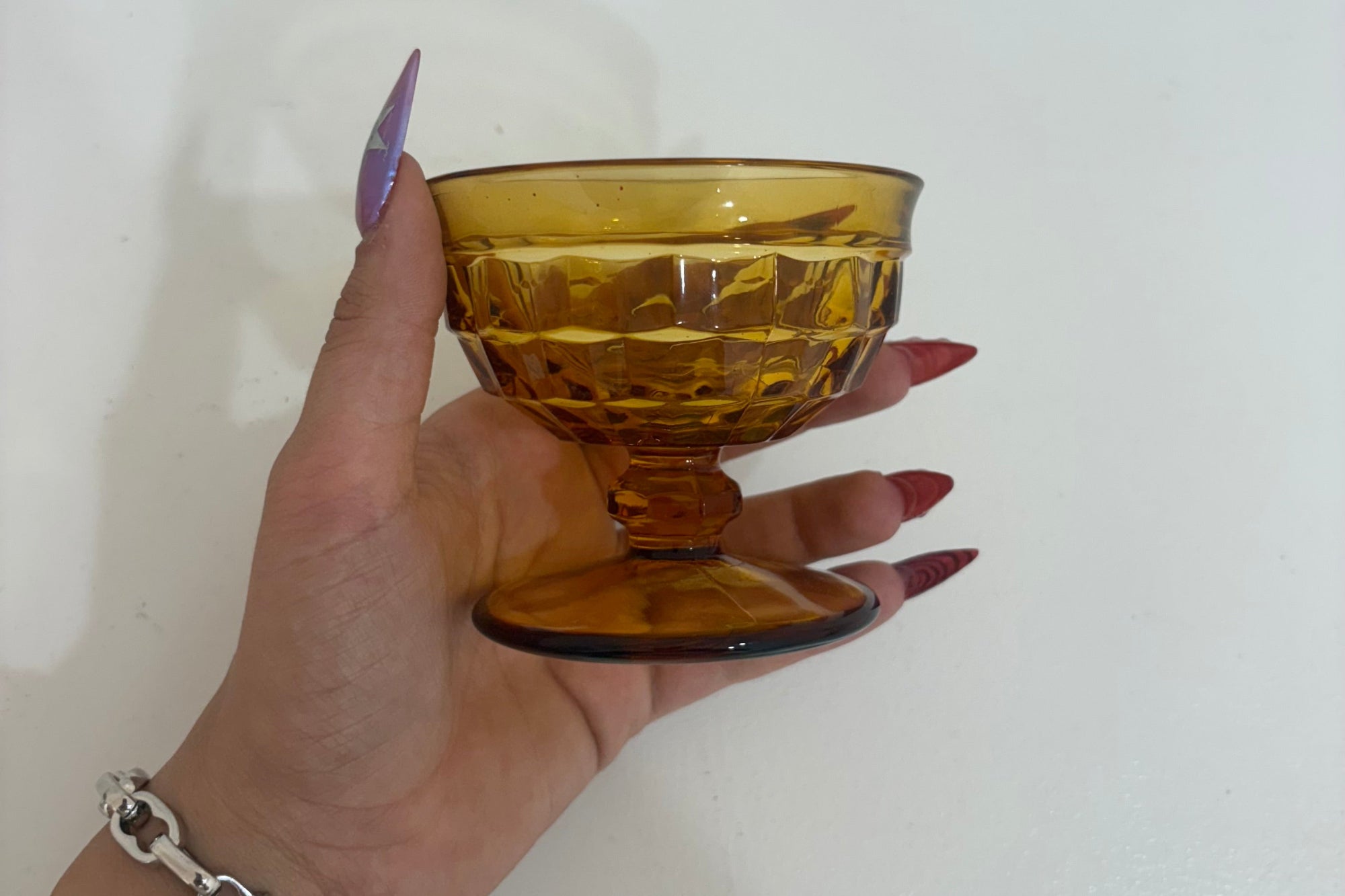 Amber Pedestal Glass