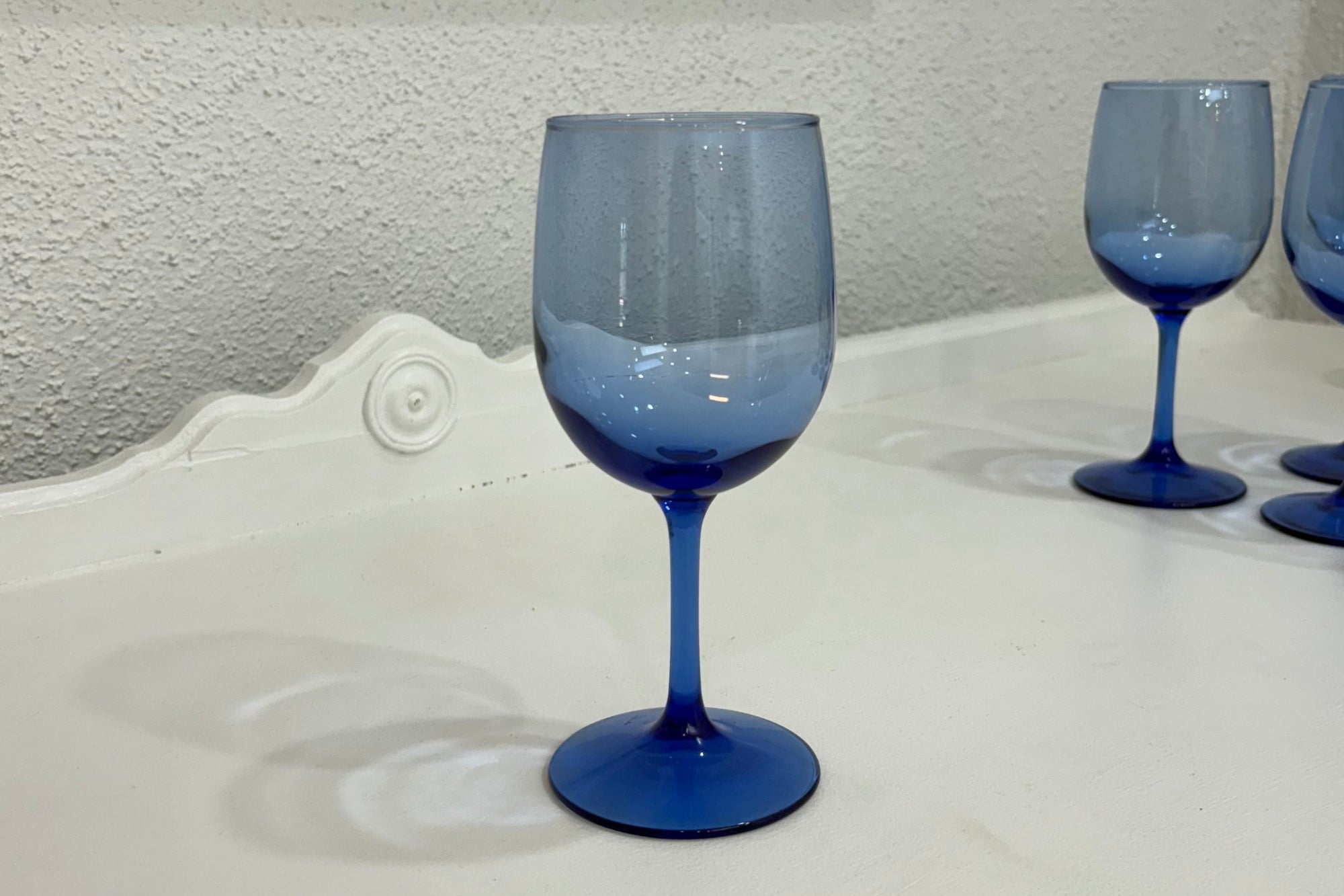 Vintage Blue Wine Glass