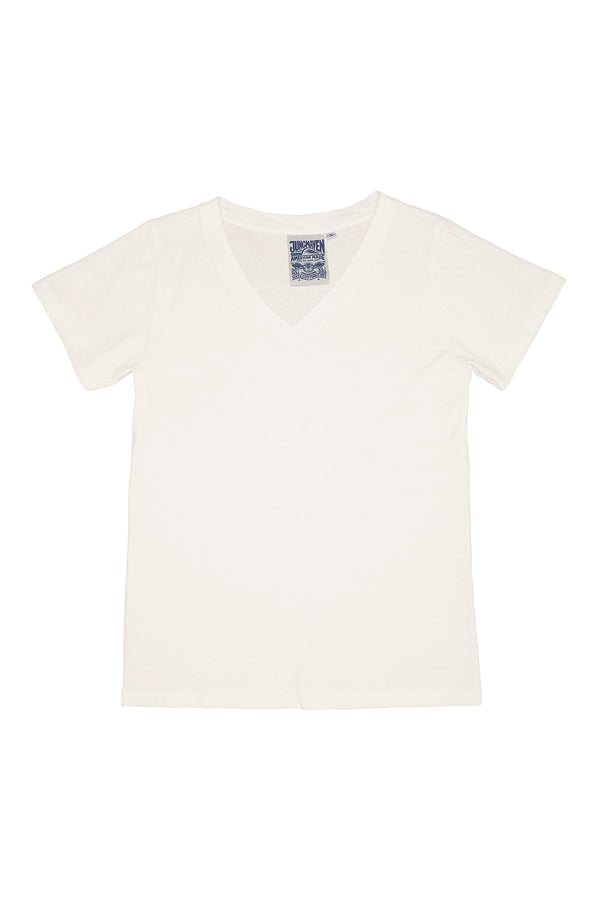 V Neck T Shirt Washed White