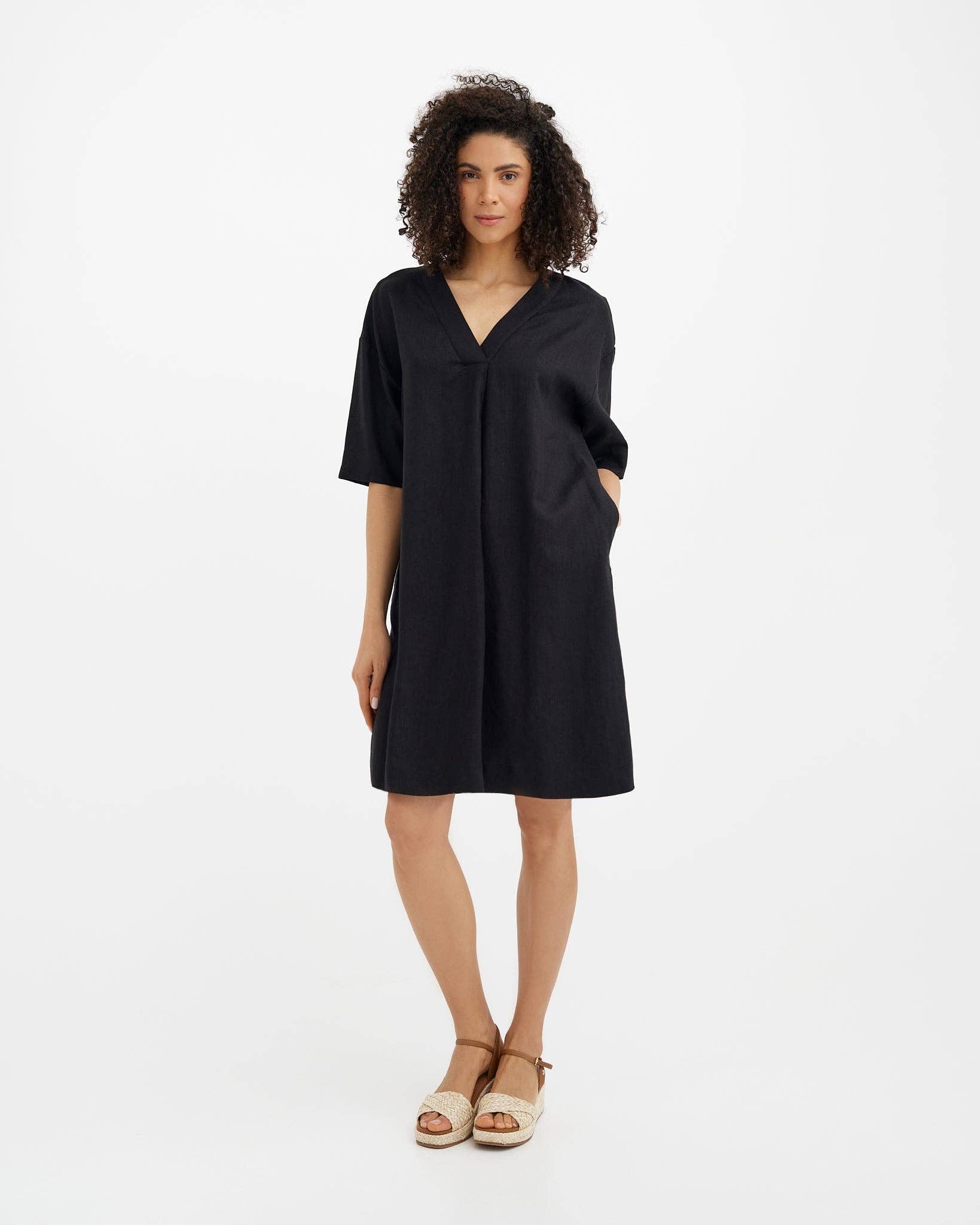 Linen Tunic Dress Waikiki In Black