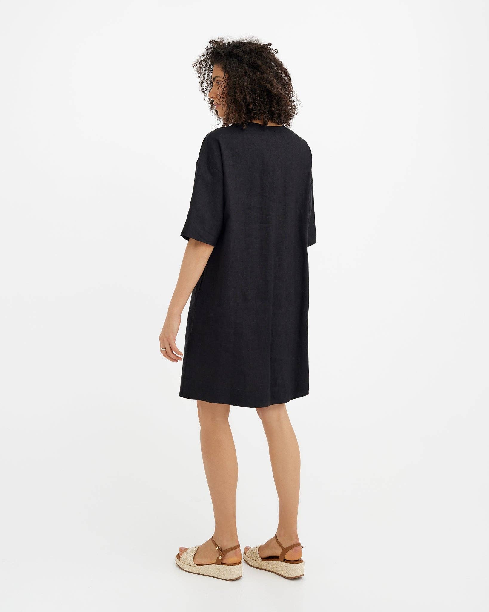 Linen Tunic Dress Waikiki In Black