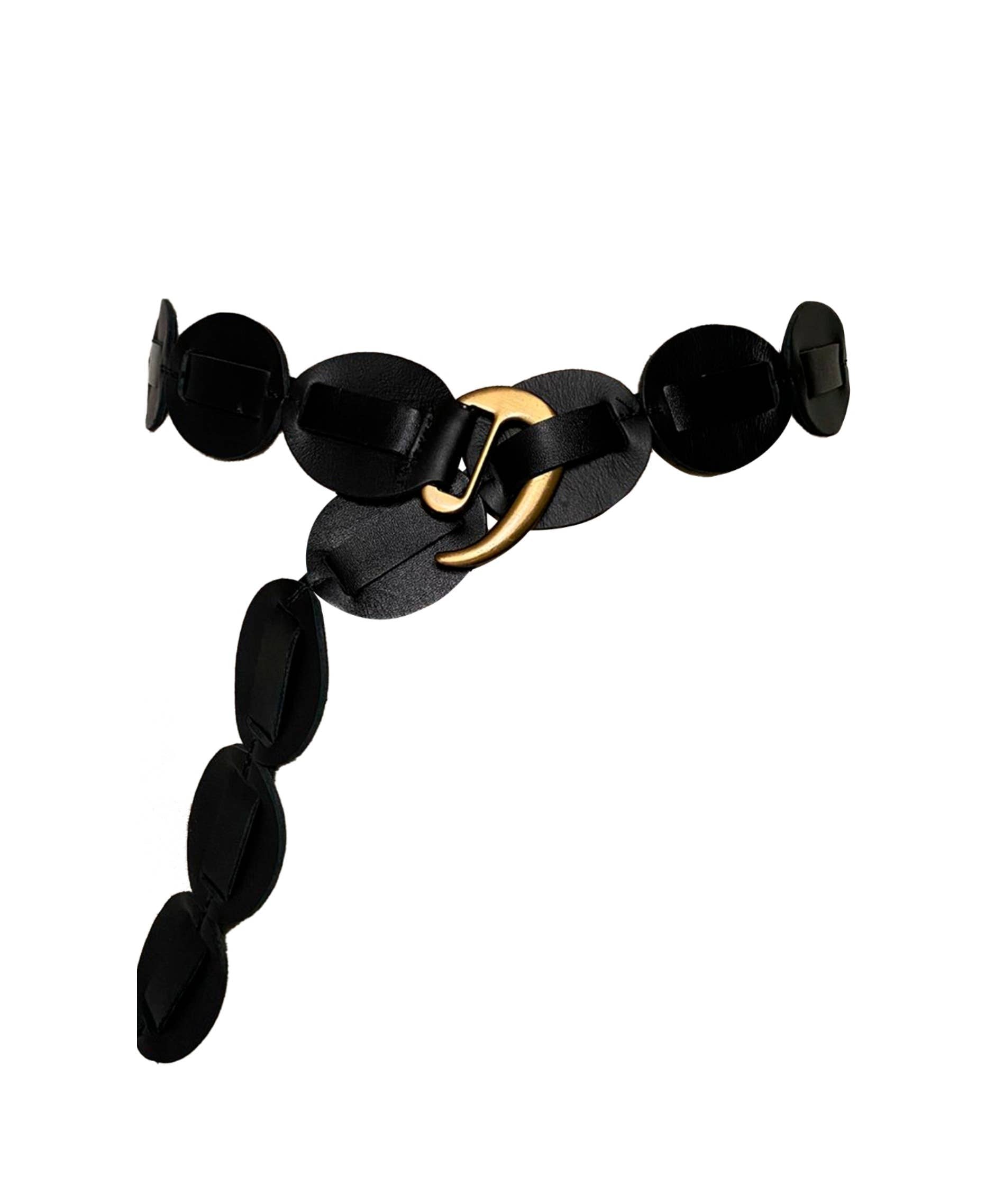 Black Shishi Wrap Belt by ADA Collection Belts, adjustable woven statement belt with a stylish, modern design.
