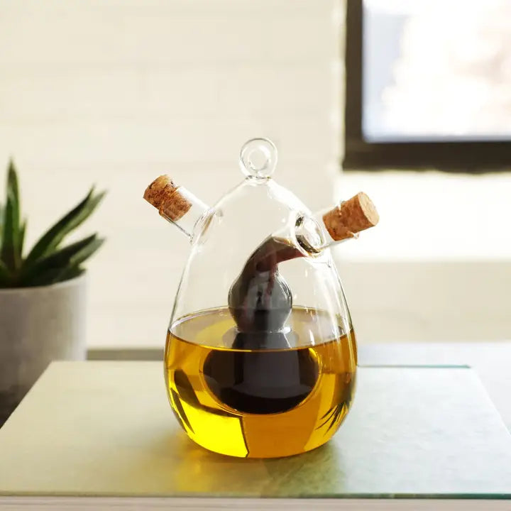 Glass Oil & Vinegar Cruet – 2-in-1 Minimal Kitchen Dispenser | HOSTcraft