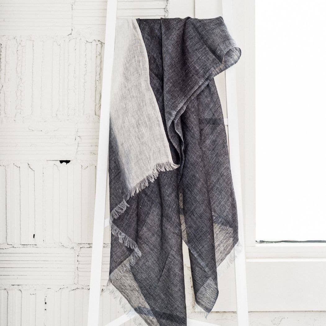 Granite Black Ombre Soft Linen Silk Handloom Scarf
