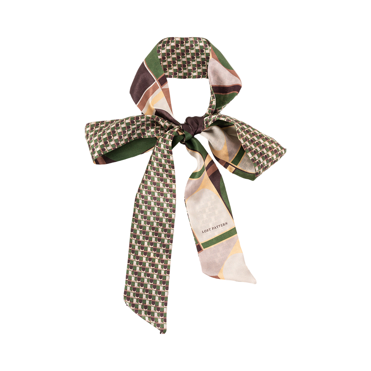 "Modular" Silk Skinny Scarf - Green