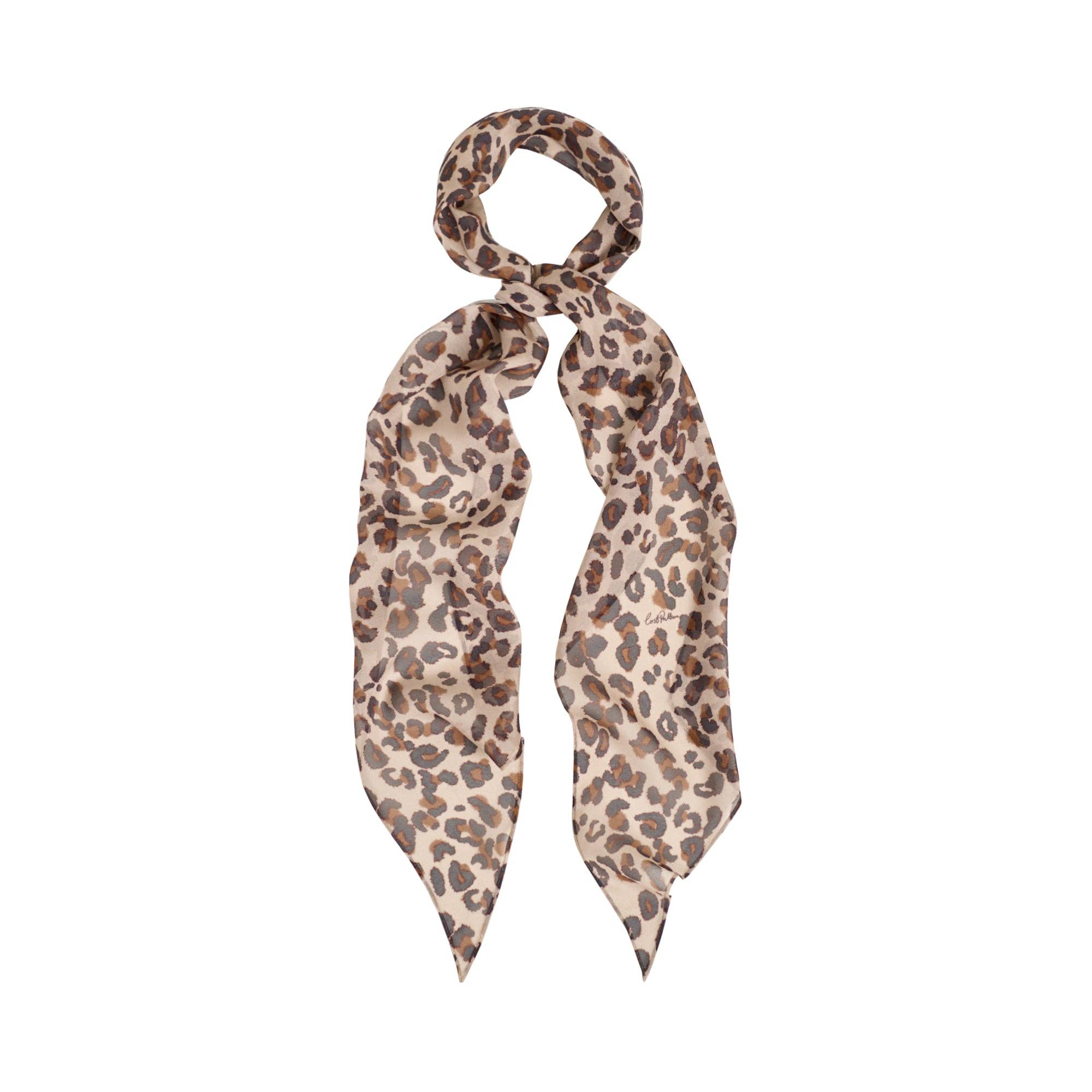 "Spot Chic" Silk Chiffon Neck Scarf - Classic Leopard