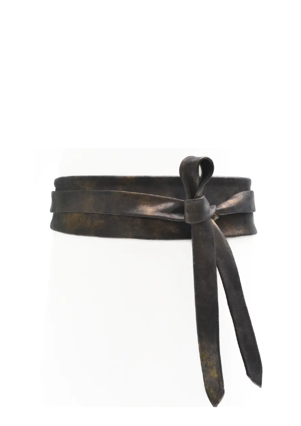 Midnight black wrap belt by ADA Collection Belts, adjustable evening accessory with a sleek, classic design.