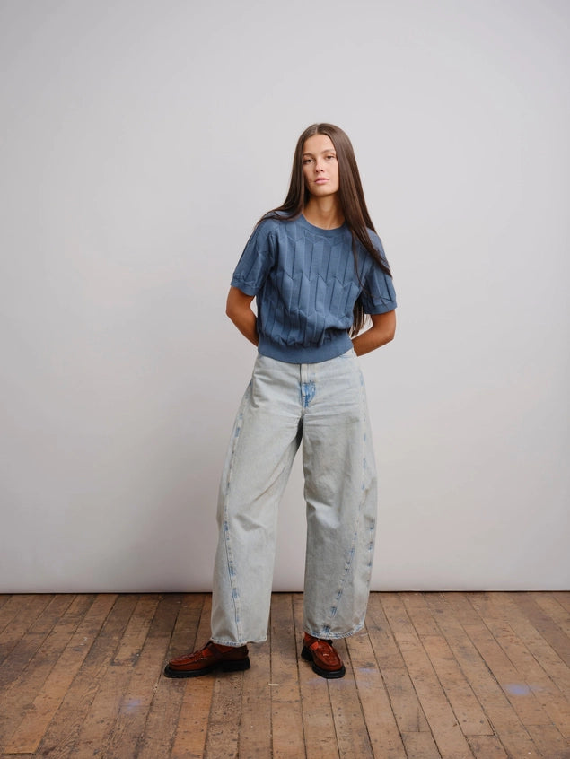 Chevron Ruben Tee - Delphinium